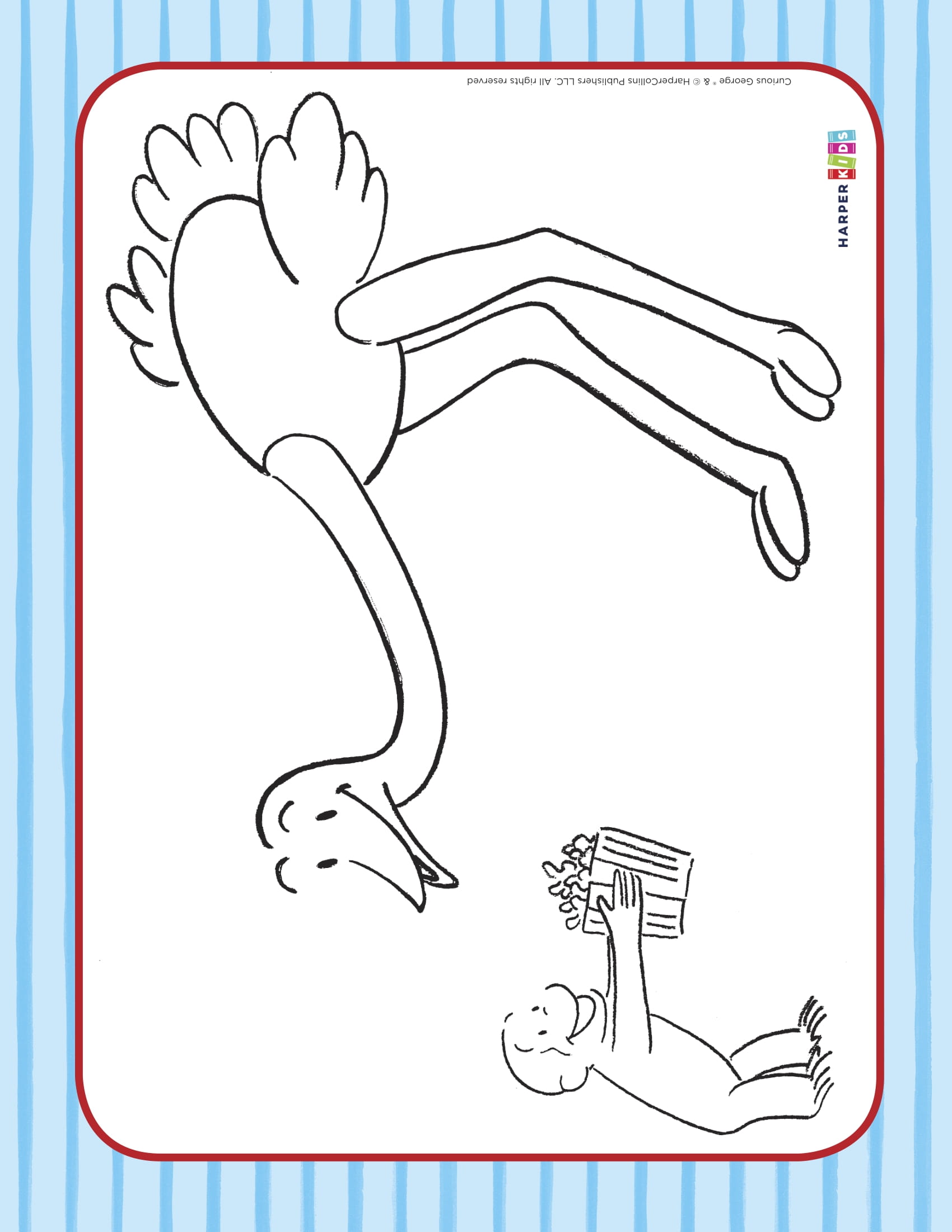 Color Curious George with an Ostrich