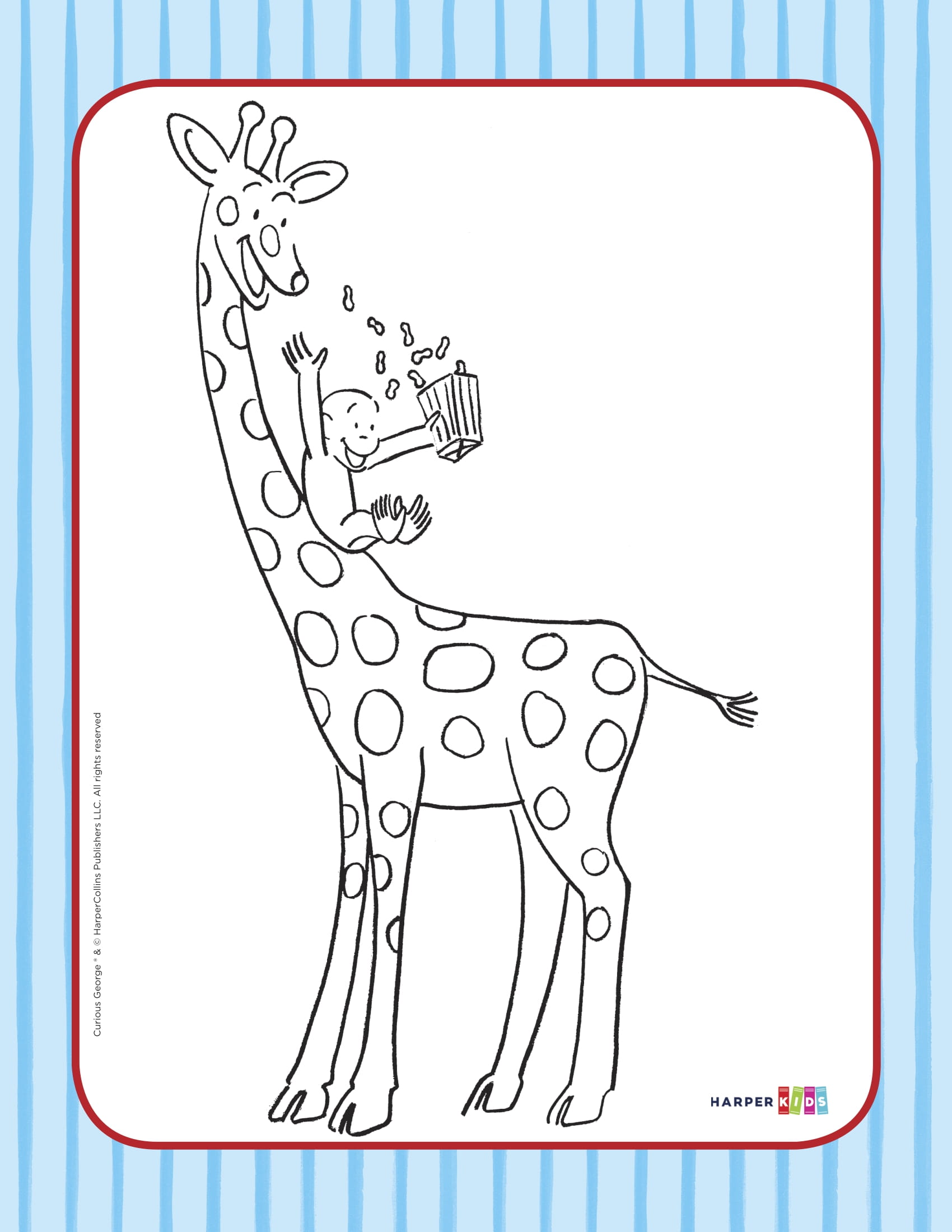 Color Curious George with a Giraffe